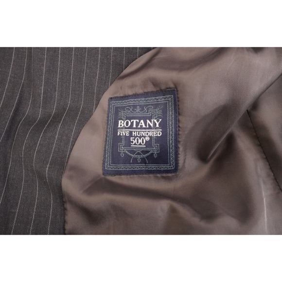 VTG Botany 500 Suit Mens 42R Dark Gray Pinstripe Wool Pants 36x29 Pleated Cuffed - Picture 15 of 16